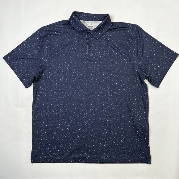 NEW Under Armour Golf Polo Shirt Blue Golf Ball Tee Print UPF 50 $90 Size XL - Picture 1 of 12